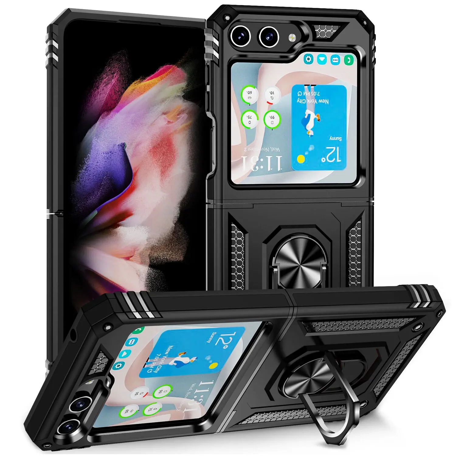 Samsung Galaxy Z Flip 7 2in1 Ring Stand Case Black